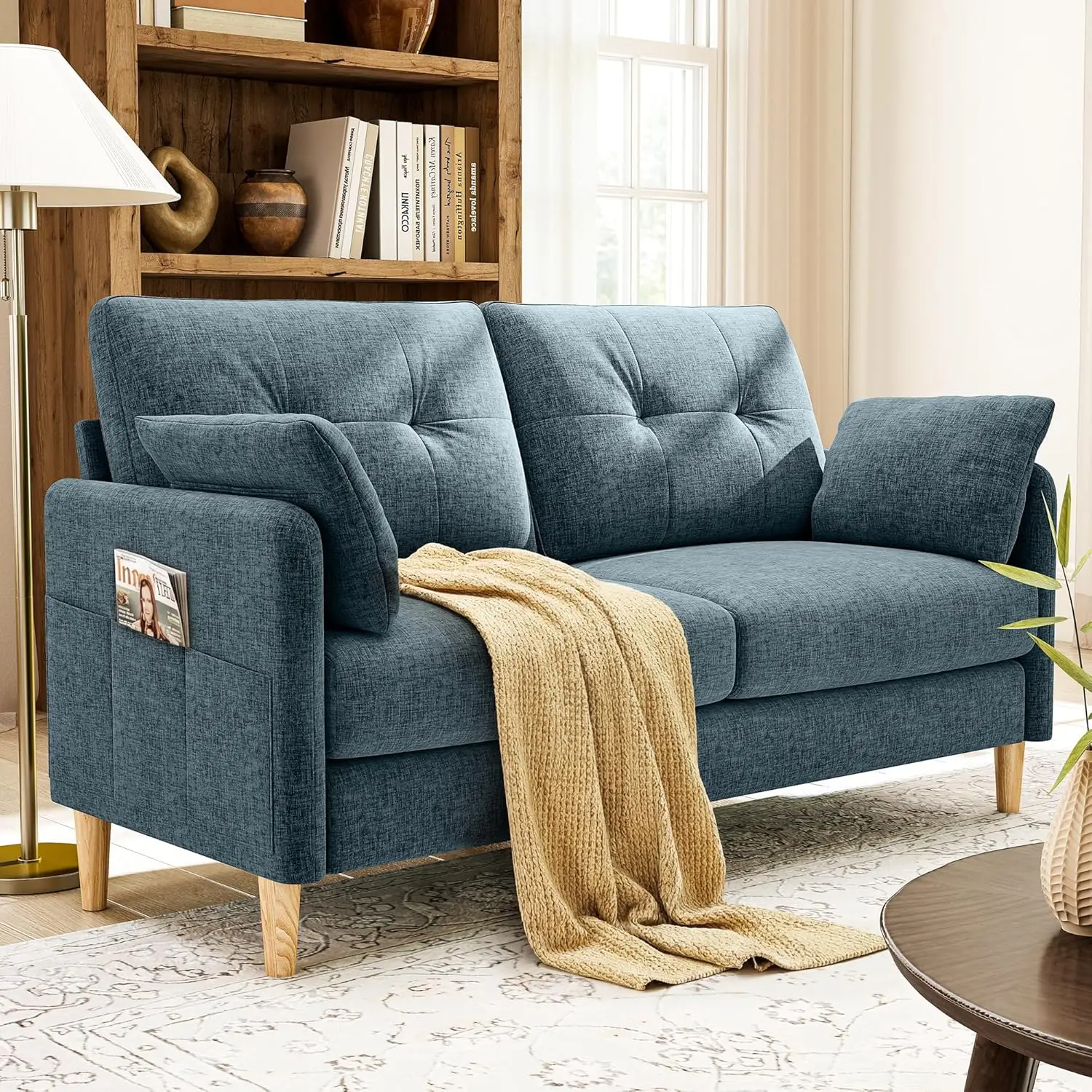 Sofá Pequeno de 64,6 Polegadas em Chenille com Capa Removível e Almofada, Personalizado para Sala de Estar, Quarto e Escritório