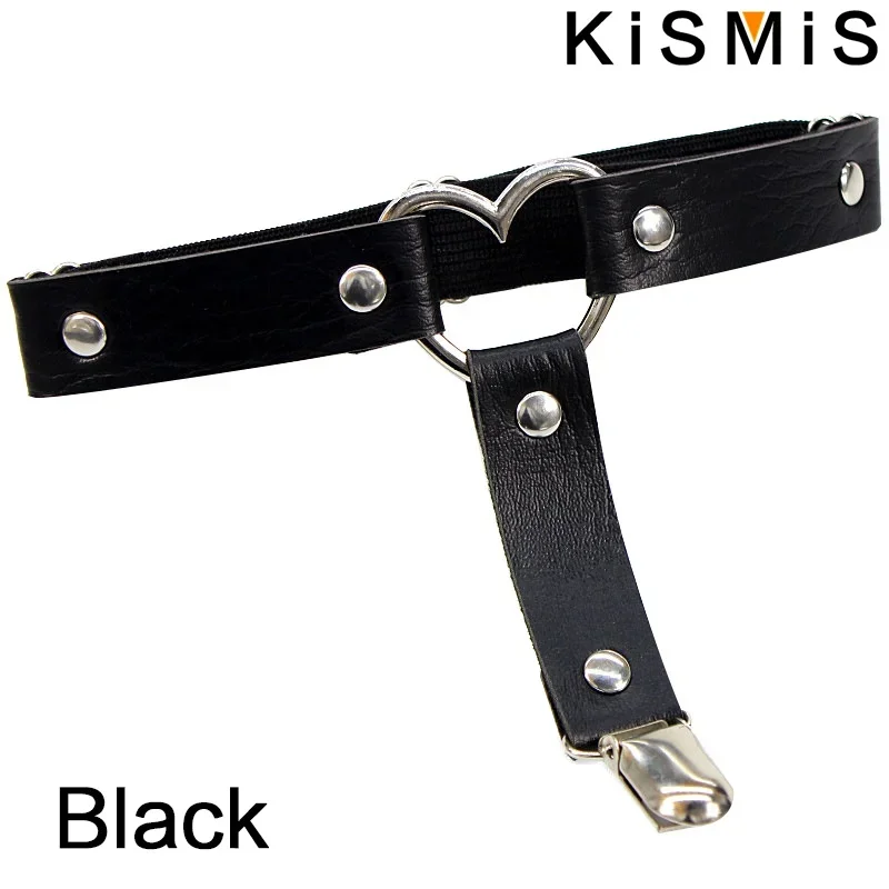 Reggicalze in pelle PU da donna Cinghie elastiche per giarrettiera a forma di cuore Imbracatura per coscia Accessori punk gotici