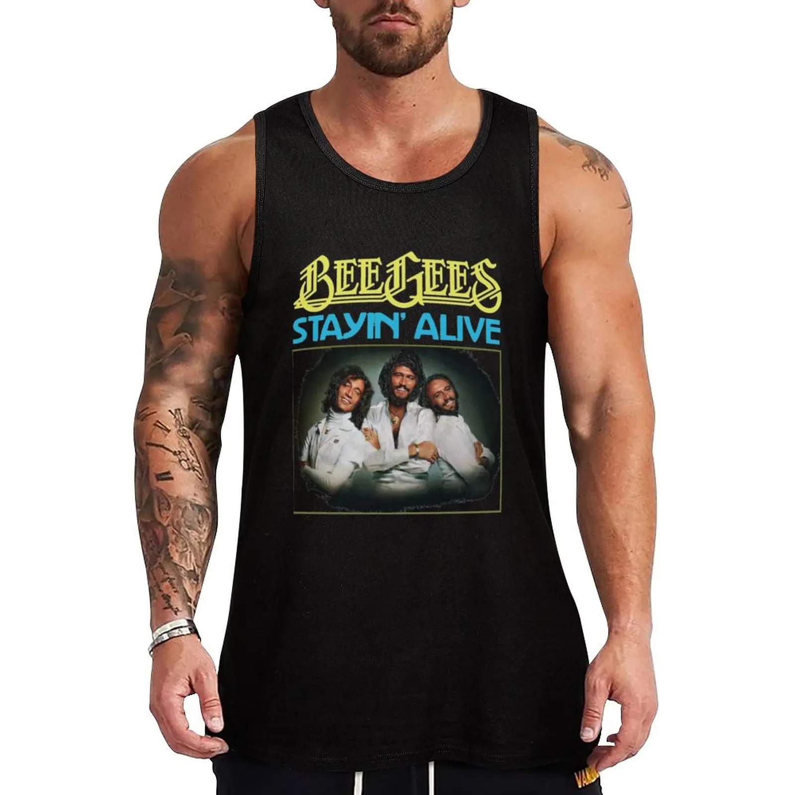 

Stayin Alive Bee Gees Band Tank Top bodybuilding t-shirt Vests gym clothes man