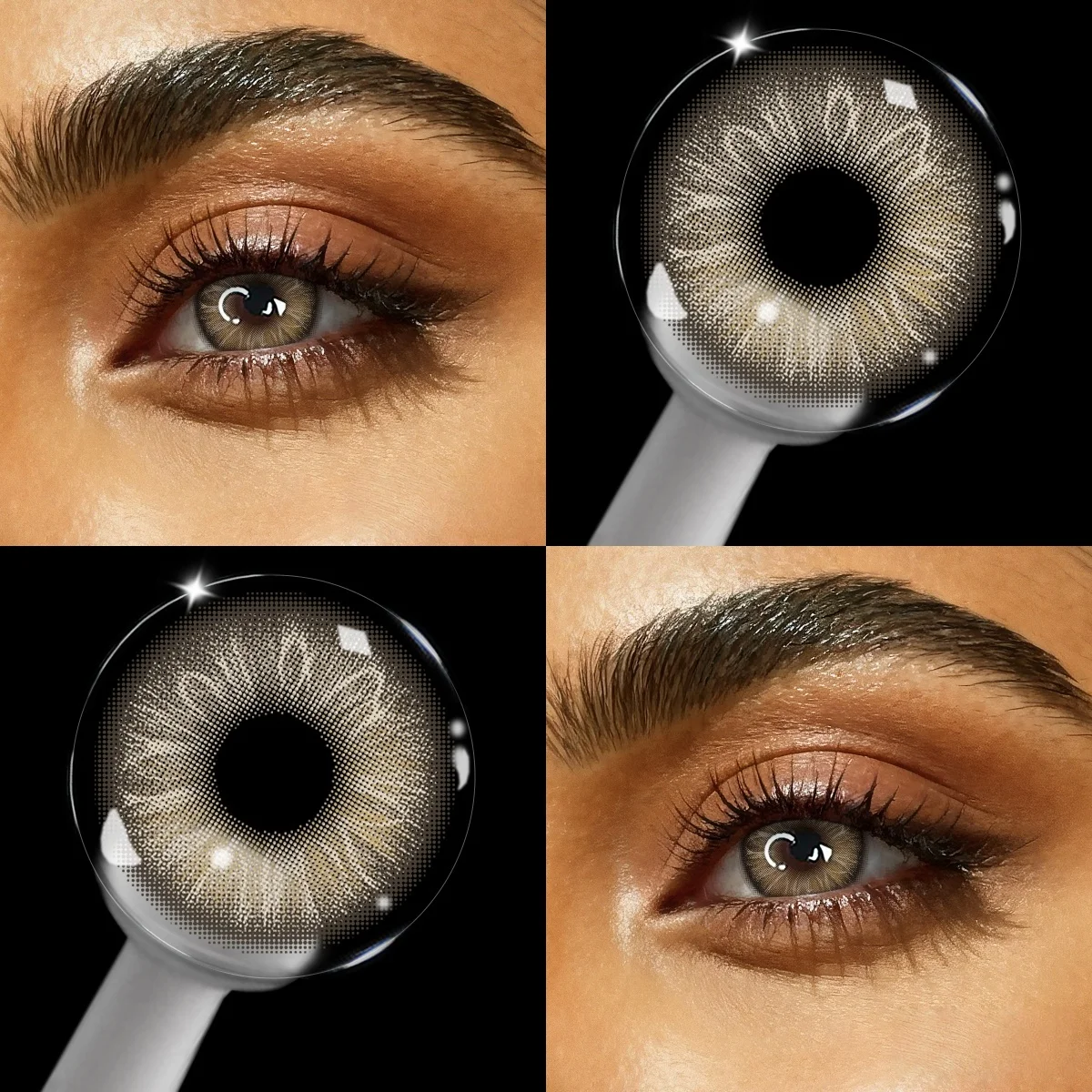 VISUASHOW 14,20mm Koreanischer Stil Blaue Farbige Kontaktlinsen, Natürlich Braune Kosmetiklinsen für Frauen Tägliches Make-up, 6 Monate Anwendung