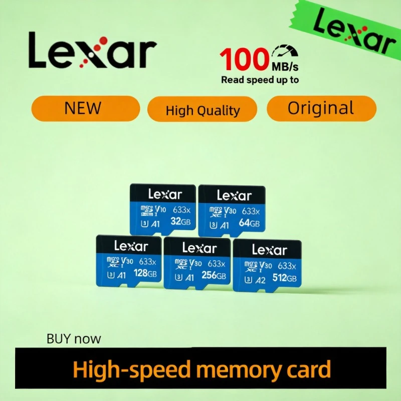 Original Lexar Class 10 A1 Memory Card 256GB 128GB 64GB SDXC V30 U3 32GB SDHC V10 U1 Lexar 633x Micro SD Card Flash Microsd