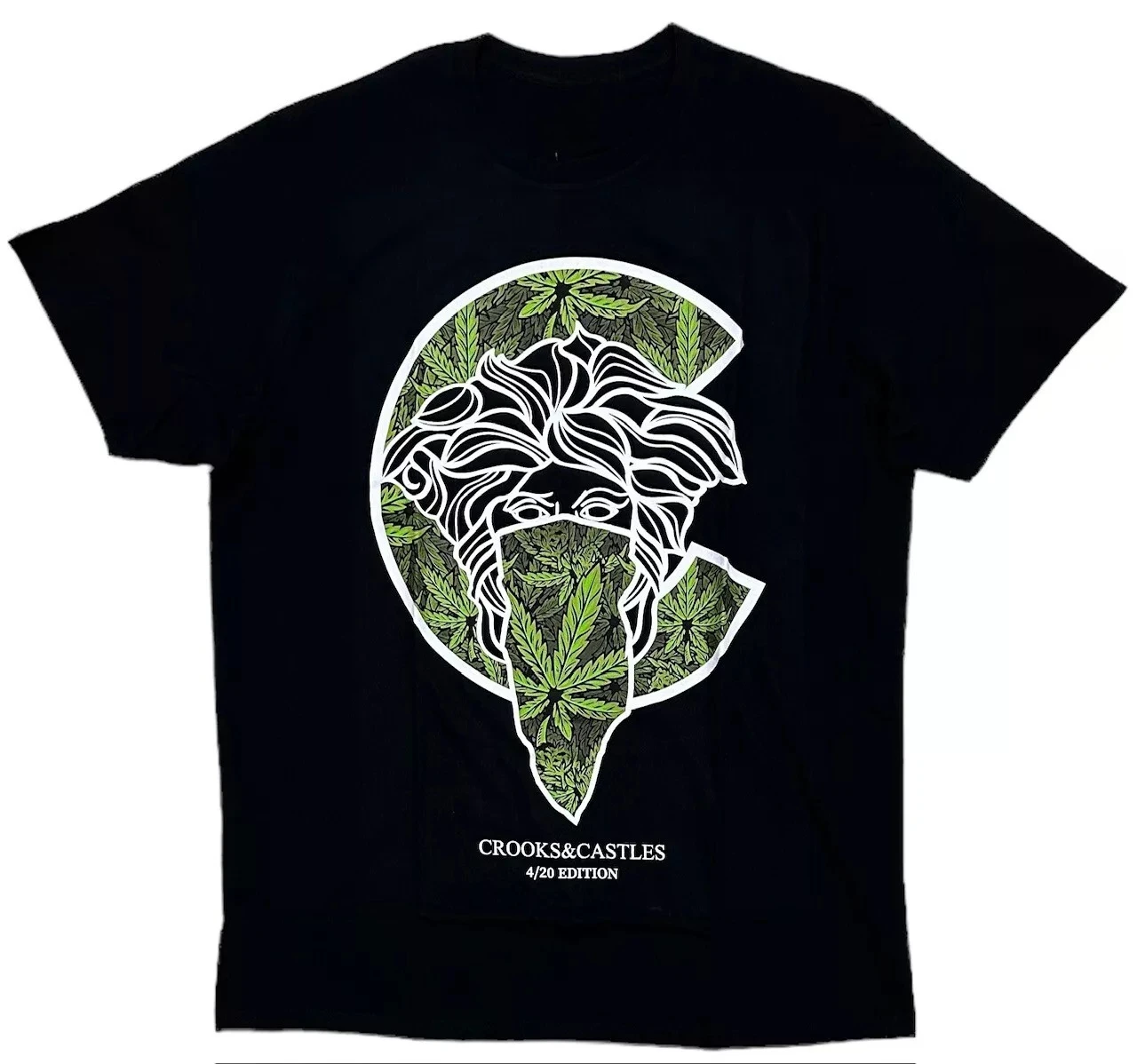 

Мужская футболка Crooks & Castles 4_20 Edition Bandito C Leaves Футболка с короткими рукавами Высококачественная роскошь для мужчин и женщин Топ Y2k