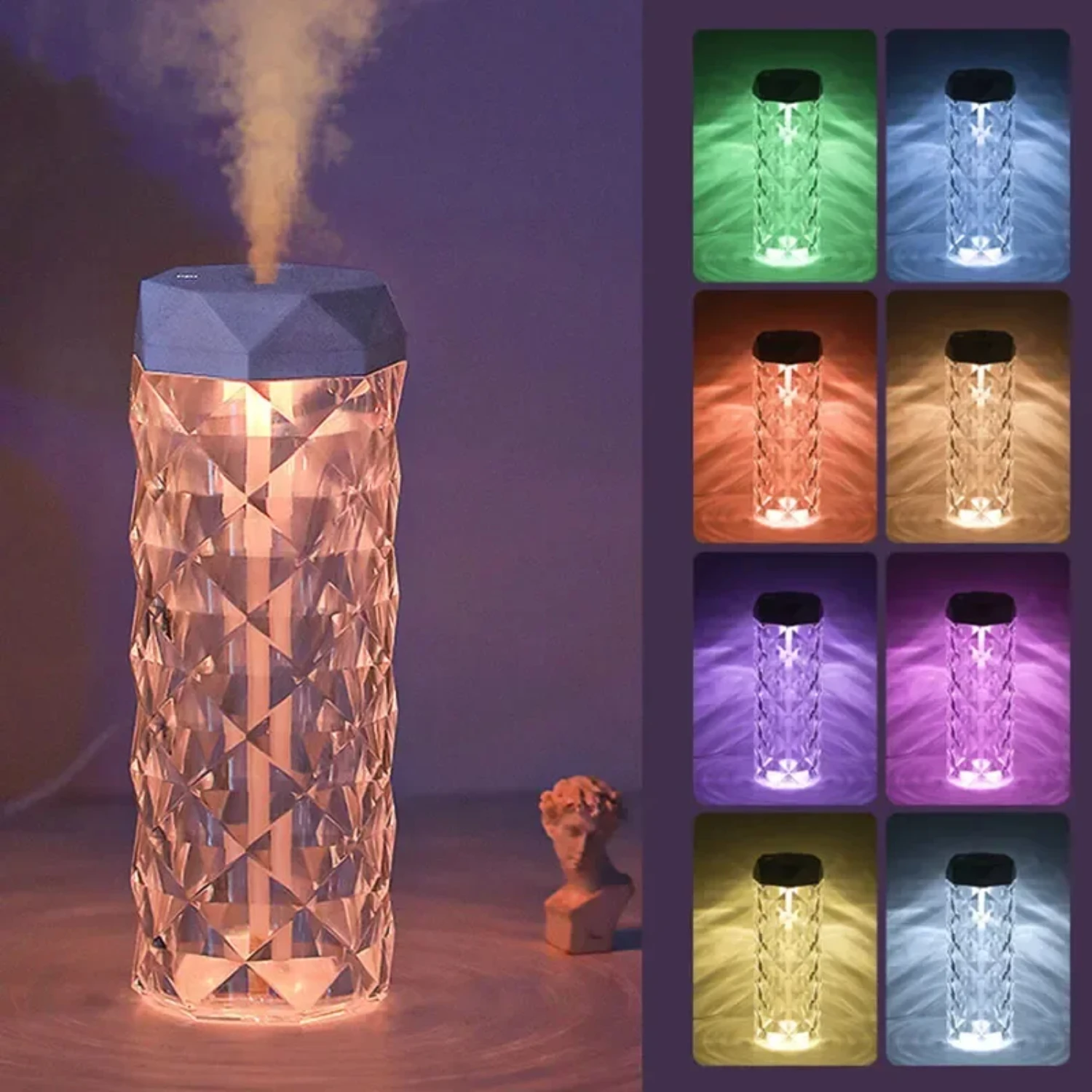 New Add a touch of elegance to your space with the vibrant and colorful 1000ML USB Crystal Humidifier - Transform your room with