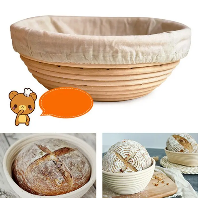 Rotondo Cestino per correzione del pane Fodera in tessuto Rattan Cottura della pasta Cestino Copertura Rattan naturale Panno