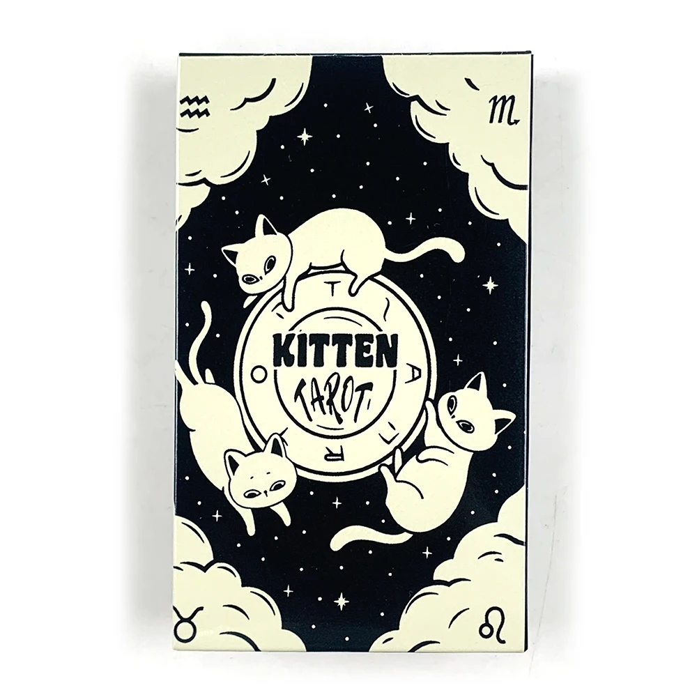 Jeu de tarot chaton, 78 pièces, cartes de tarot chaton noir et blanc, cartes de divination spirituelle, jeu pour lecteurs de tarot, amoureux des chats