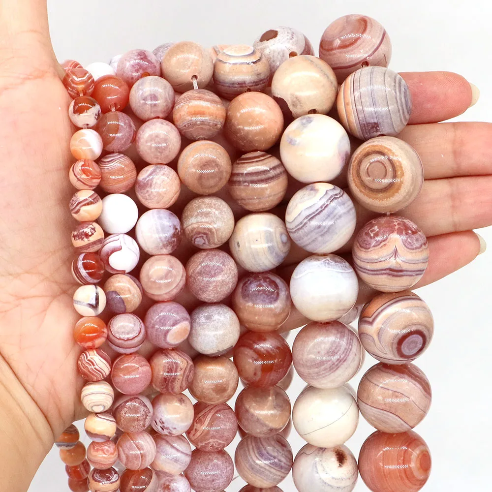 Perles d'agate rayées 6/8/10/12/14/16/18/20mm, pierres naturelles rondes, perles intercalaires pour la fabrication de bijoux, bracelet et collier DIY