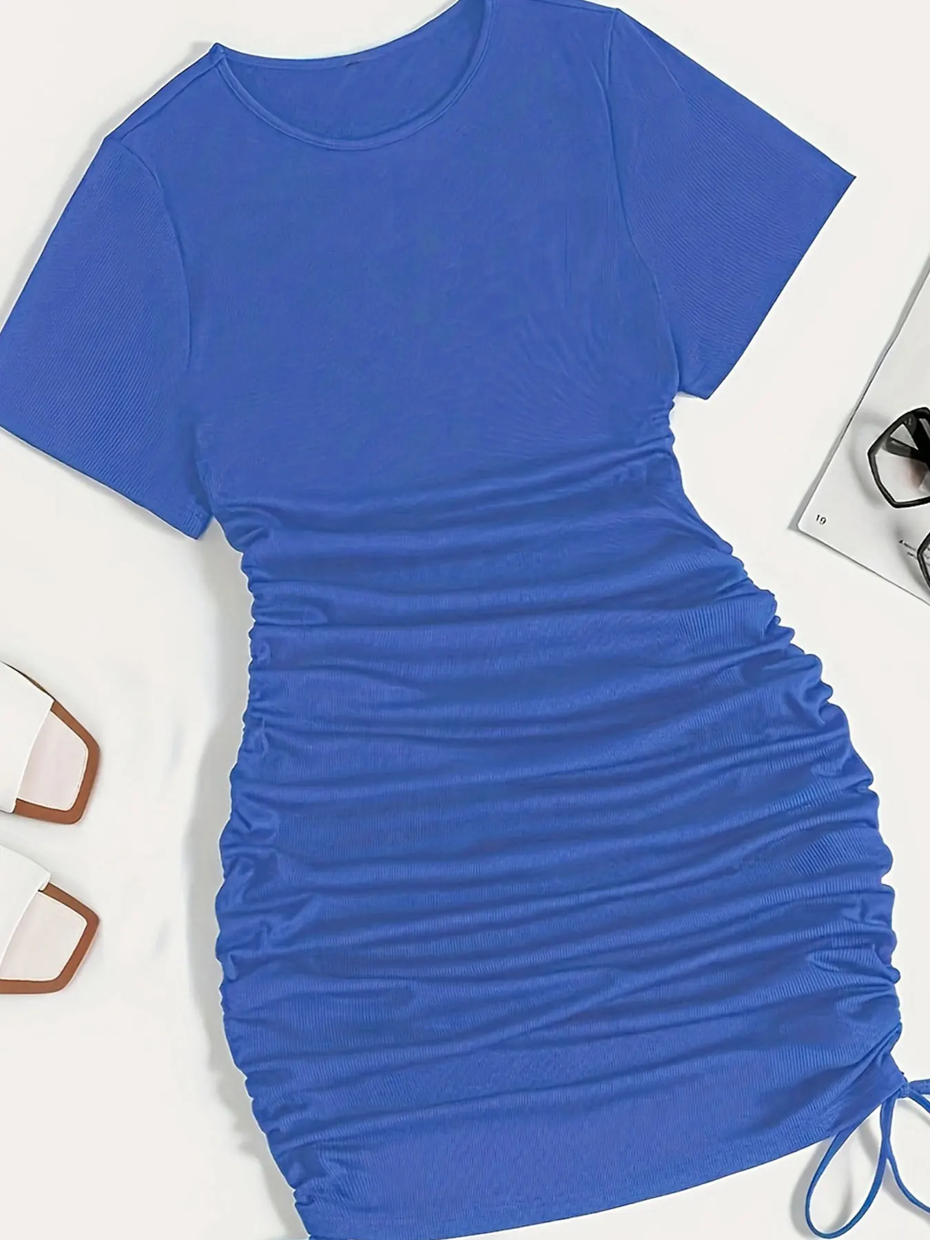 فستان نسائي كبير محبوك أنيق بلون سادة #4