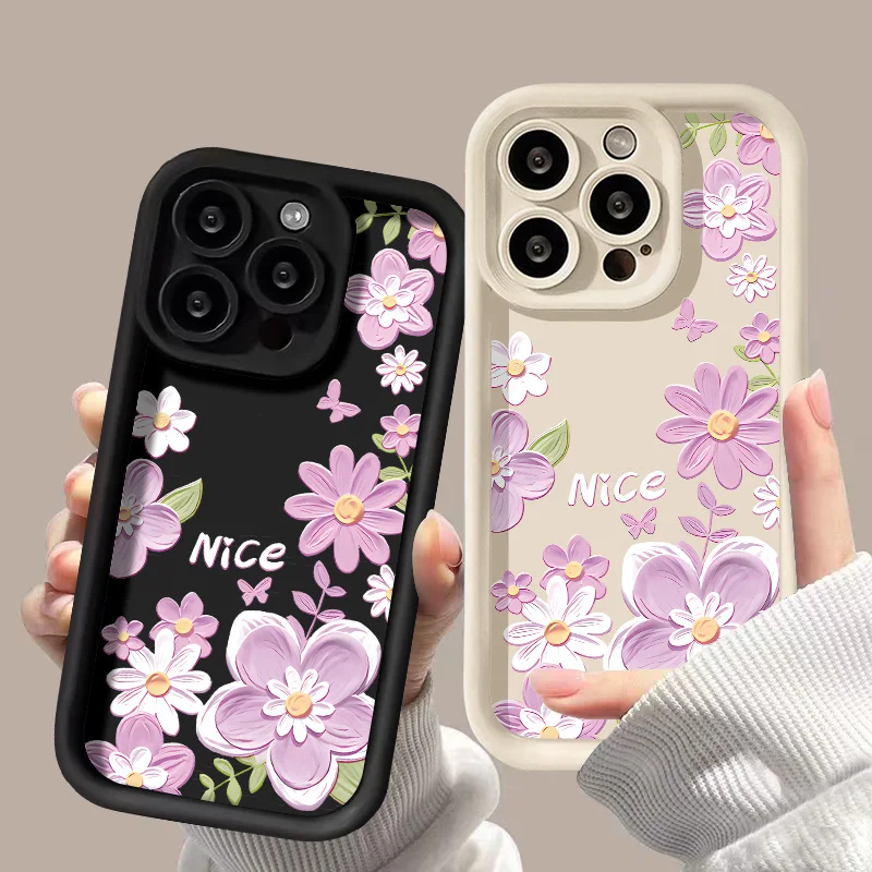 

Purple Flowers Phone Case for iPhone 17e 17 16e 16 15 14 13 12 11 Air Pro Max Mini XR XS X 7 8 6 Plus Soft TPU Back Cover