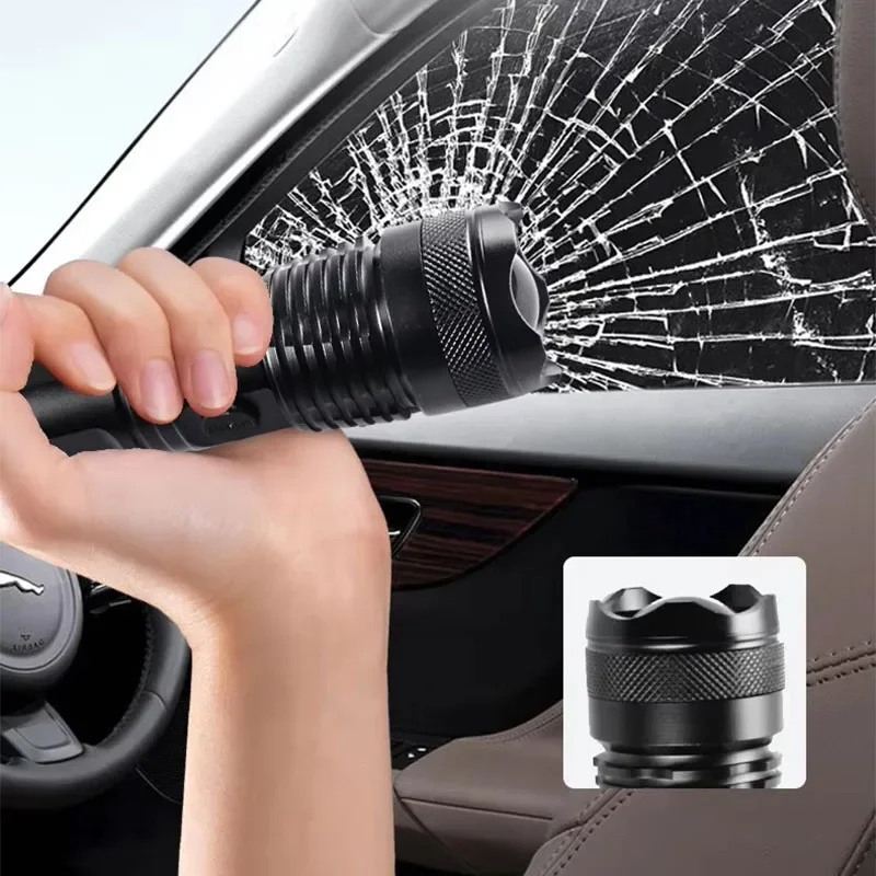 عالية الطاقة ضوء قوي طويل المدى مصباح ليد جيب USB قابلة للشحن الدفاع مصباح يدوي في الهواء الطلق تلسكوبي التكبير السوبر مشرق الشعلة