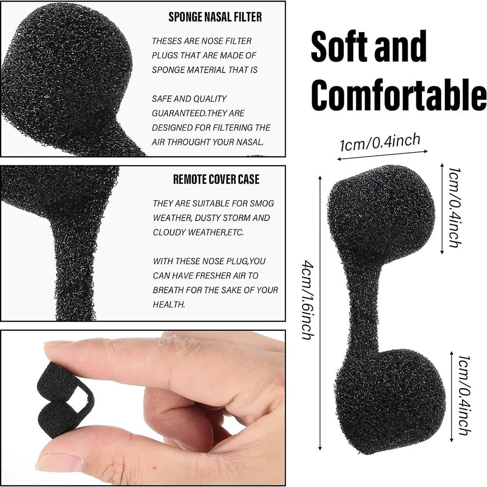 10pcs Disposable Nose Filters, Sponge Nose Plug Black Sponge Nose Filters Softness Nose Dust Filters Dust Protection