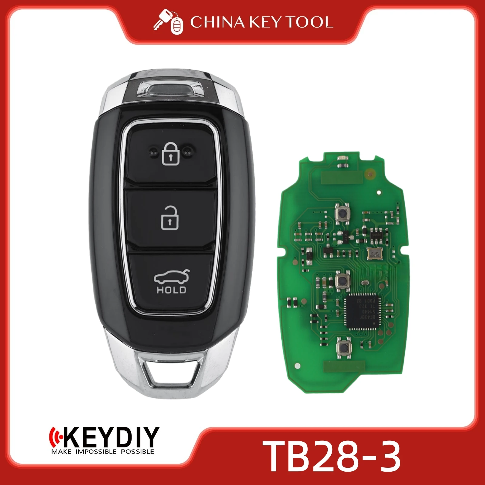

KEYDIY KD TB28-3 Универсальный интеллектуальный дистанционный ключ с 3 кнопками, совместимый с Hyundai типа