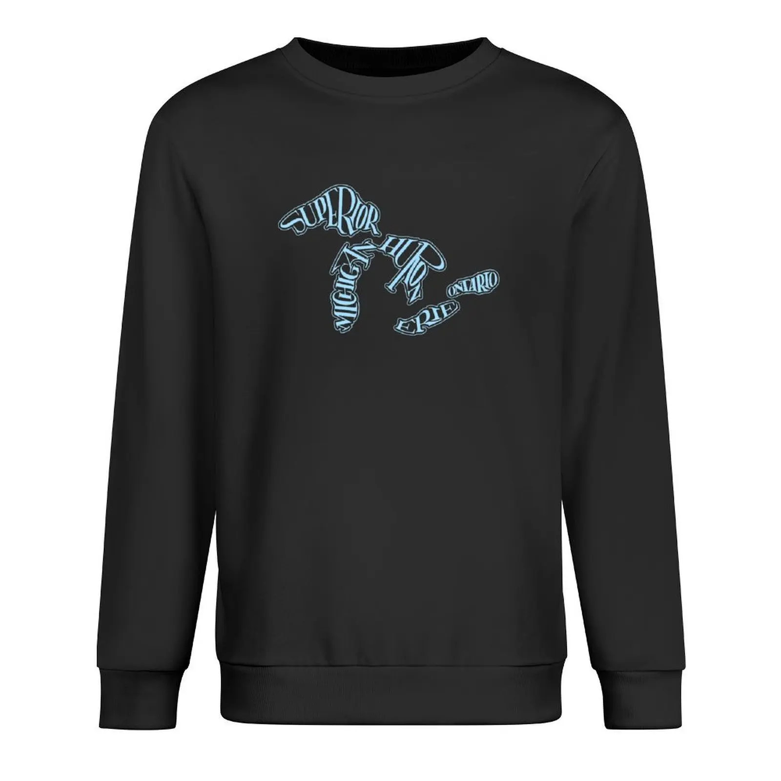

Great Lakes in Type (light blue artwork) Pullover fashion men men's clothing men clothes new sweatshirt