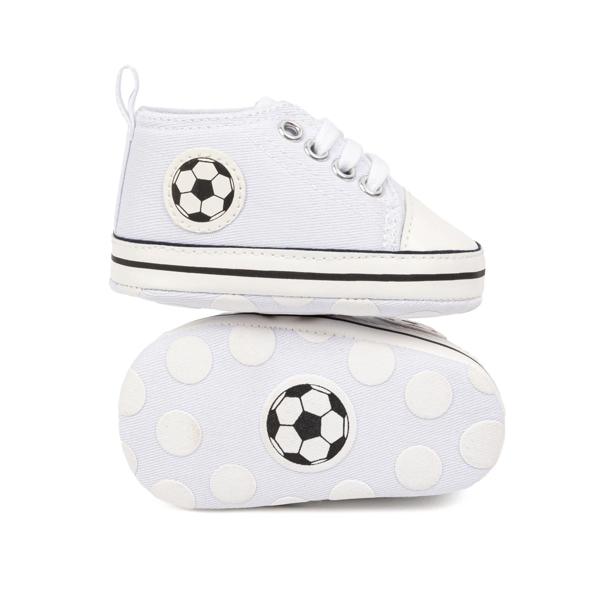 Atasan Tinggi Sepak Bola Bayi Pertama Walkers Sepatu Kasual Kanvas Klasik Sol Anti Selip Lembut Katun Gaya Olahraga Serbaguna Modis