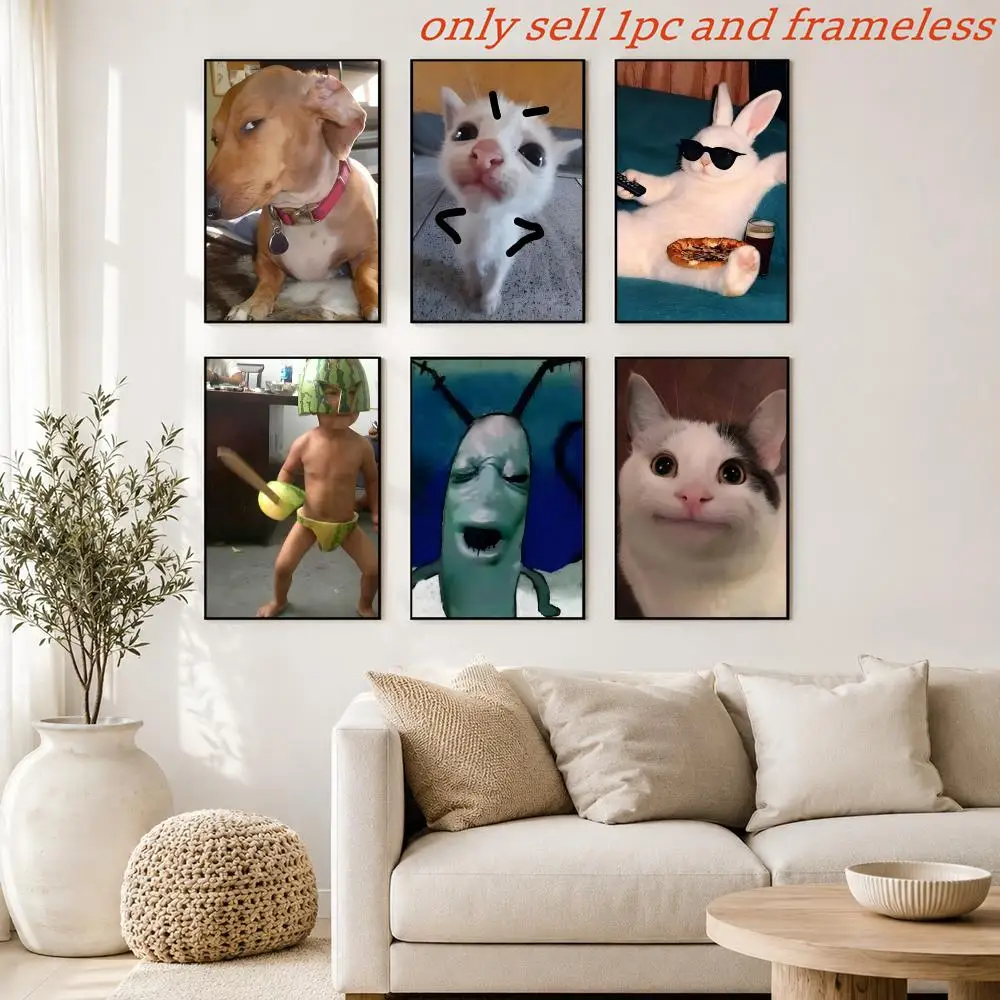Poster Prints Cover Painting Wall Art Picture Living Room Home Decor Fantasy Internet Meme Emoji Animal Images