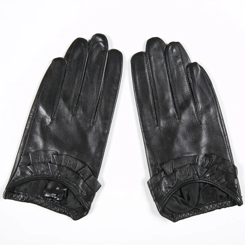 GOURS-guantes de piel auténtica para mujer, Manoplas de piel de cabra, forradas finas, cálidas y suaves, para conducir, color negro, novedad de