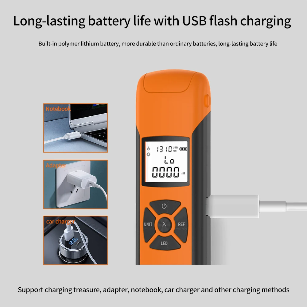 Rechargeable Pocket Handheld OPM Fiber Optic Power Meter ‑70~+6dBm Smart Portable High Quality Optical Fiber Testing Instrument