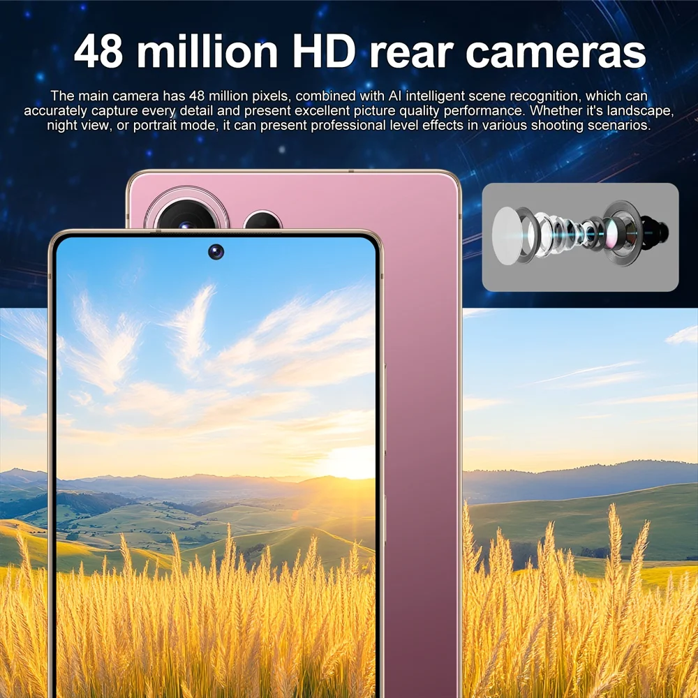 K-Touch Mobiltelefone C27 Ultra 7,3 Zoll Smartphone 5G Dual-SIM Android 15 Handy 16+48MP Kamera 22GB+2TB 7800mAh WLAN GPS Gesichtserkennung Entsperrt Globale Version Mobiltelefone – Detail 8