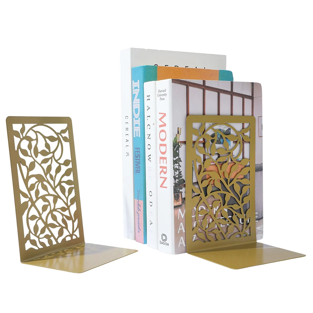 Retro Willow Leaf Metal Bookend Exquisite Home Decor Student Fashion Desktop Decor Learning Stationery