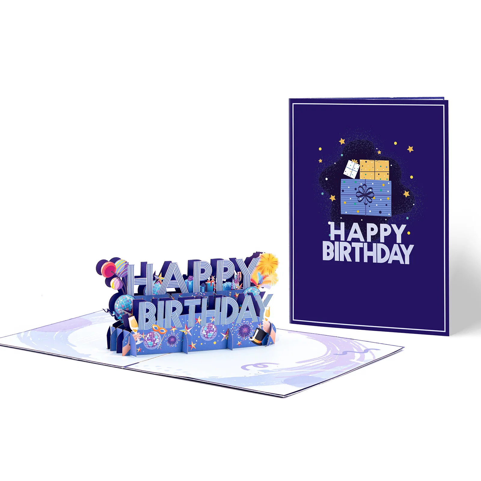 

New Birthday Greeting Cards 3D Pop-up Greeting Cards Happy Birthday Wishes Cards Party Invitation Cards Blue for Boys Gift
