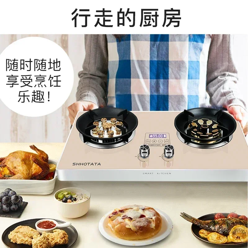 Gas Stove Anti-dry Burner Tabletop Stove Double Stove Household Natural Gas Liquefied Gas Built-in Slam Fire