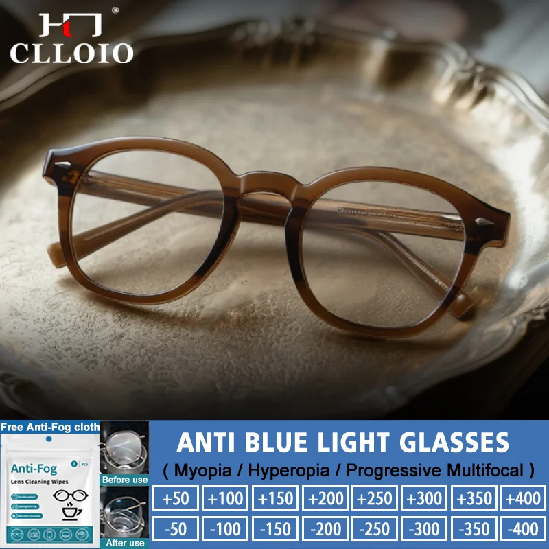 

CLLOIO Simple Geometric Oval Myopia Frames Men Women Reading Glasses Anti-Blue Light Progressive Customized Prescription Glasses