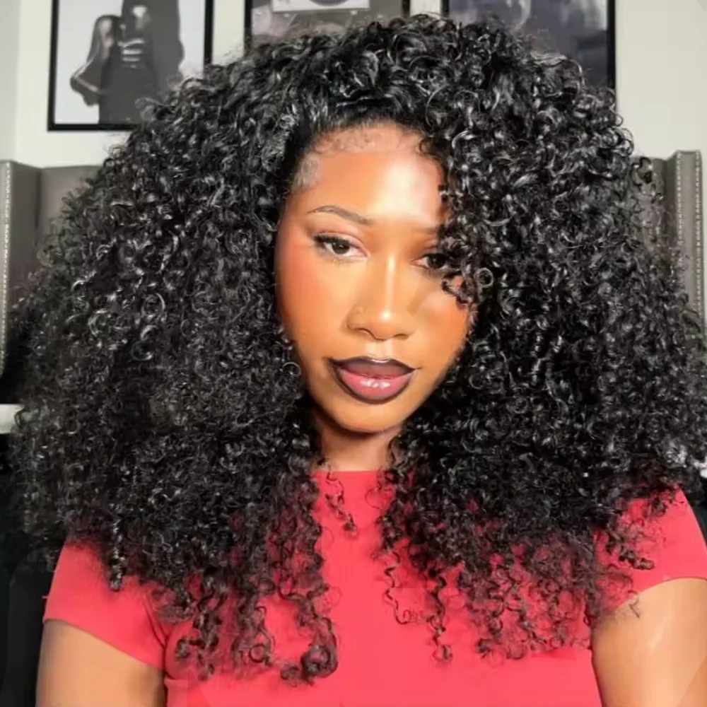 

Кудрявый полупарик Парик из натуральных волос Готов к ношению 16-дюймовый полупарик 3 в 1 с завязкой 200 Плотность Половина парика для женщин