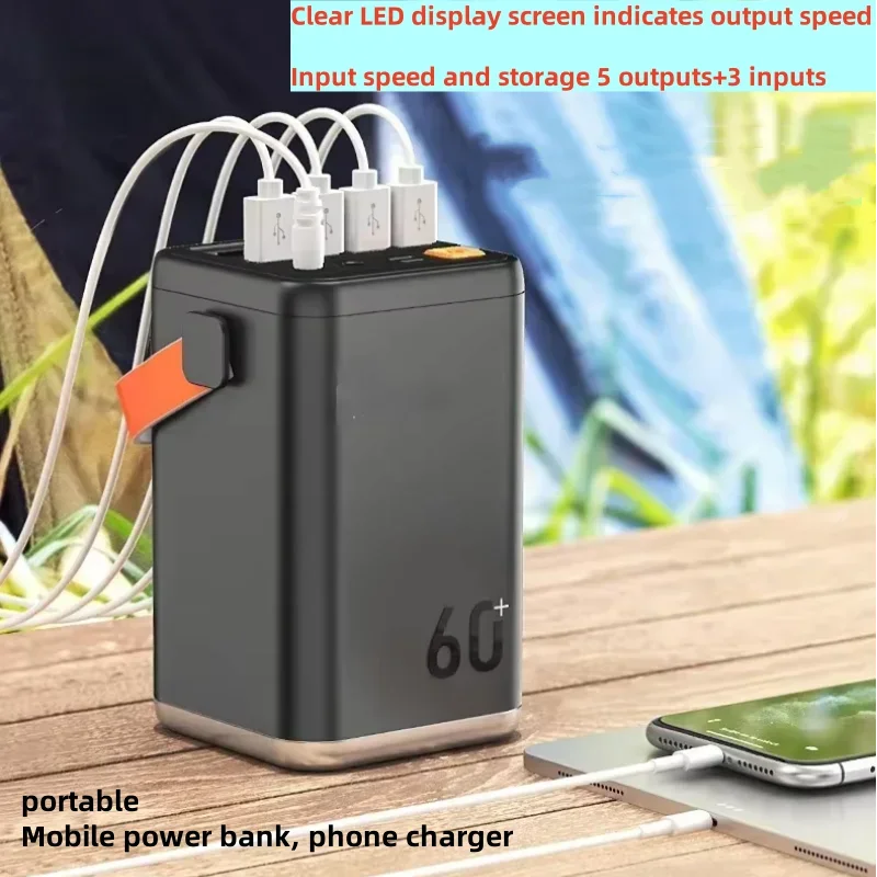 2024 High-capacity High-quality Outdoor Emergency Portable Mobile Power Supply Mobile Phone Charger 60000Mah Power Bank