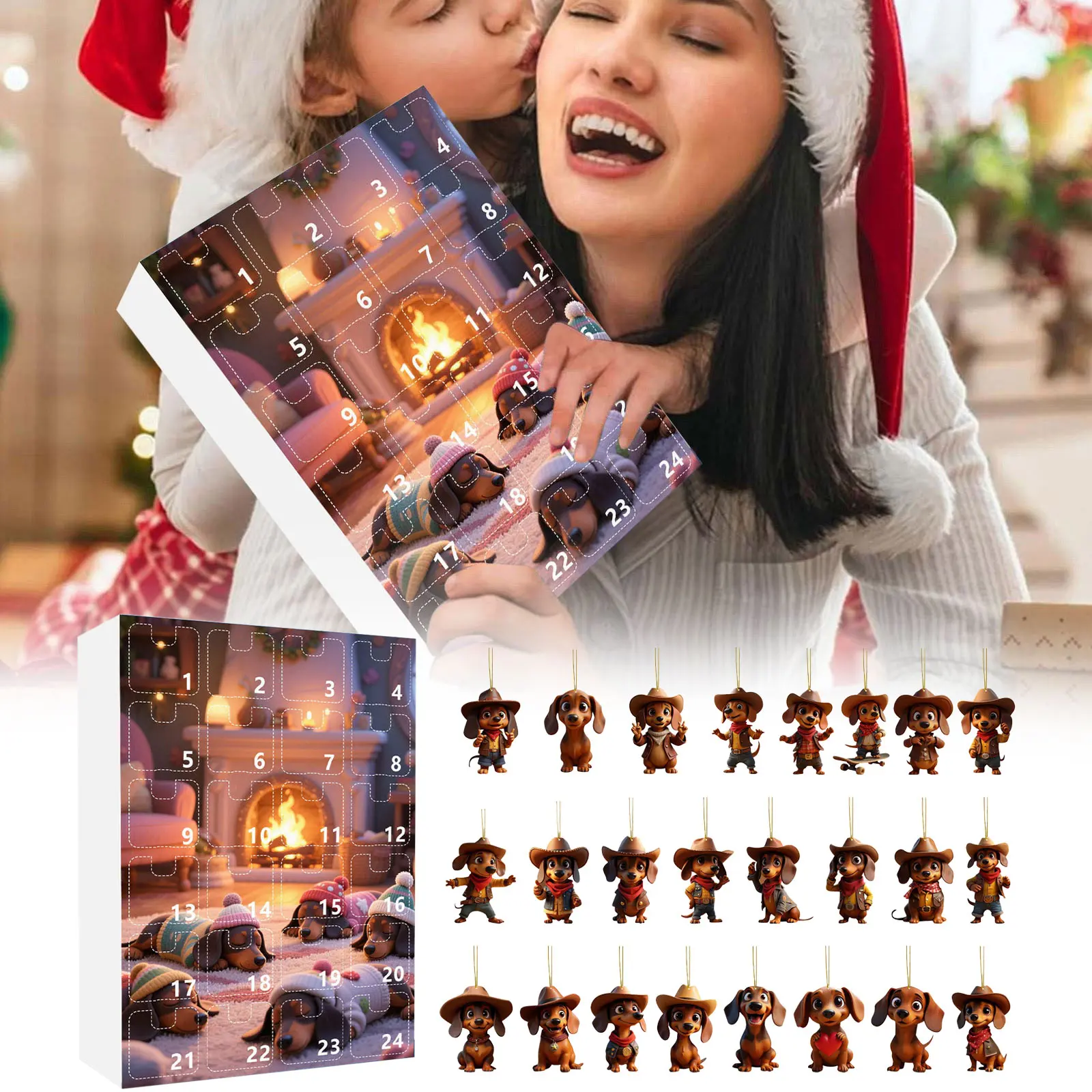 Christmas toys for 2025 Arrival Festival Calendar Christmas Tree Decoration Hanging Ornaments 2D Acrylic Cute toy for Kids