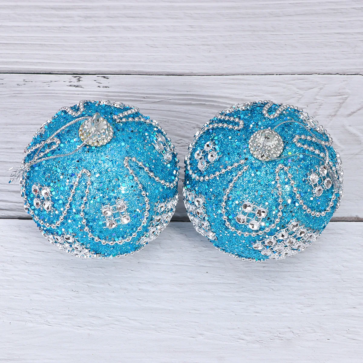 

3 Pcs Christmas Ball Pendant Cafe Decoration Balls Flocked Tree Flash Pendants Xmas Hangingswirl Green