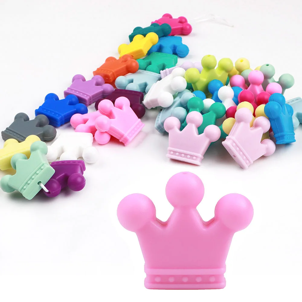 

BOBO.BOX 10pcs Crown Silicone Beads Baby Teething Toys Food Grade Silicone DIY Pacifier Chain Pendant Accessories Baby Teethers