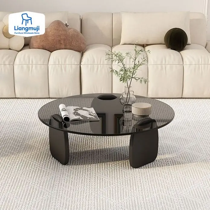 

Round Center Table Glass Aesthetic Room Furniture Corner Tables Side Home Coffee Living Low Hospitality Tisch Hall Luxury