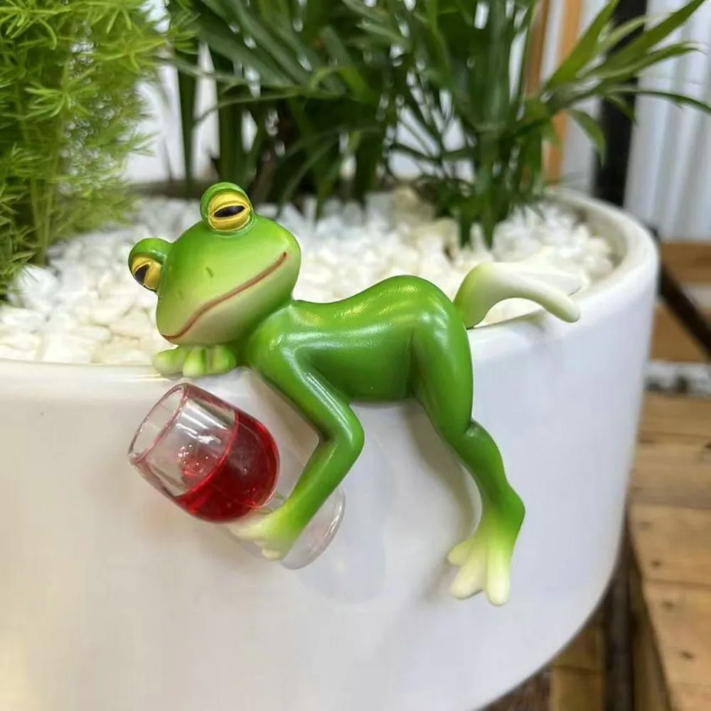 

Hanging Flower Pot Edge Frog Decorative Ornaments Hanging Decorative Miniature Craft Glass Fish Tank Pendant Desktop Figurines