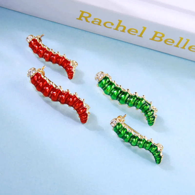 Cute Color Caterpillar Dripping Oil Brooch New Clothing Neckline Hat Pin Brooches Woman Accessories