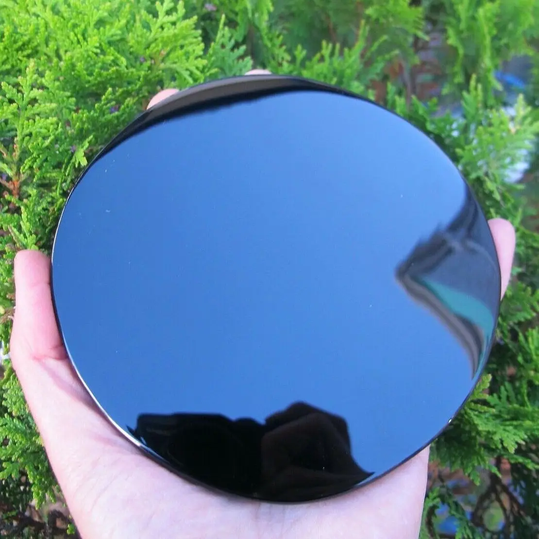 Miroir en obsidienne noire naturelle de haute qualité, cristaux de guérison, plaque ronde en pierre, miroir de sorcellerie, décor en cristal avec