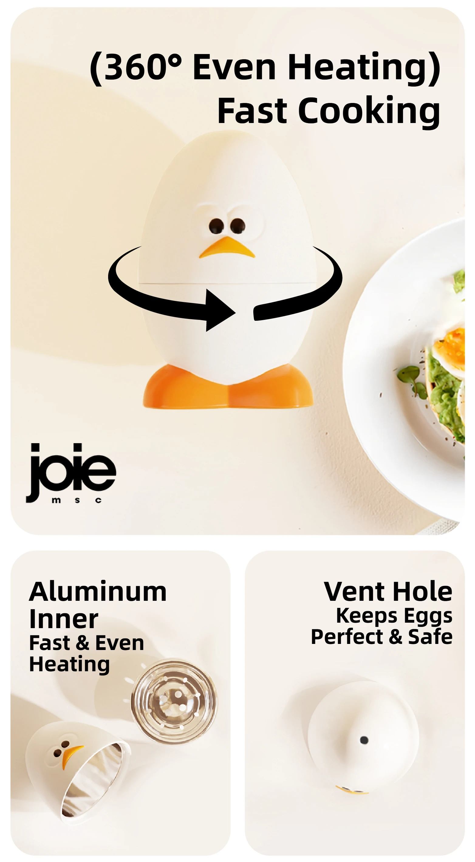 Joie Microwave Egg Boiler Eggy Microwave Egg Poachers Cooker Steamer Box for Chicken and Quail Eggs Kitchen Tools Egg Tools