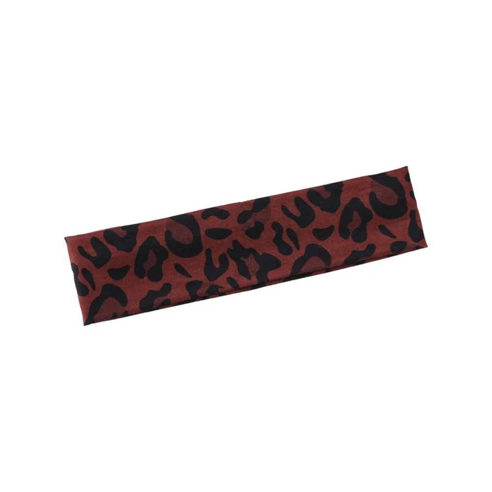 Durable Leopard Print Yoga Headband Sweat-absorbent Elastic Sport Hairband Soft Breathable Makeup Headband Sports