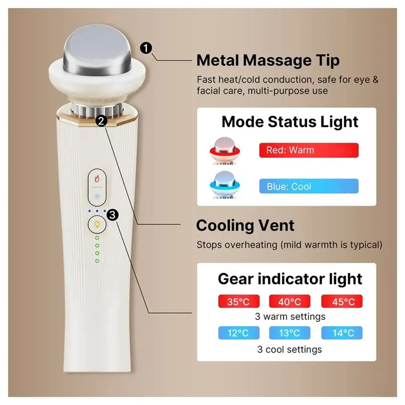 

A44T Facial Beauty Tool With Hot/Cold Red-Light Massage Function-Electric Handheld For Skin Firming Lift