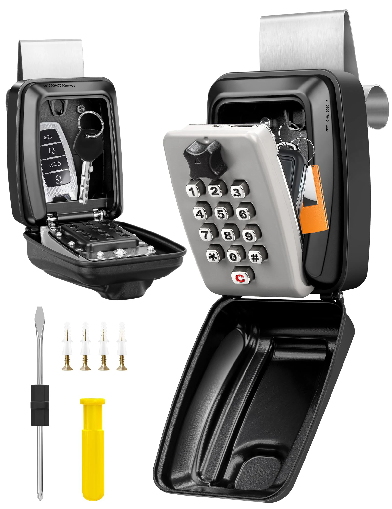 Car Window Lock Box Portable Car Key Lock Box Punch Button Combination Key Safe Box Sturdy Waterproof Large Capacity Security