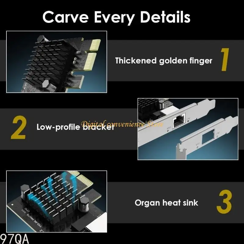 97Qa หลายอัตรา RJ45 LAN การ์ด 2.5 อะแดปเตอร์เครือข่าย Gigabit, PCIE ถึง RJ45 สำหรับเดสก์ท็อป