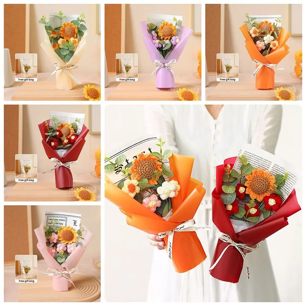 

Украшение букета Подсолнух DIY Букет Мультфильм Вязаный Вязаный Подсолнух Плюшевый Букет Элегантный Прекрасный