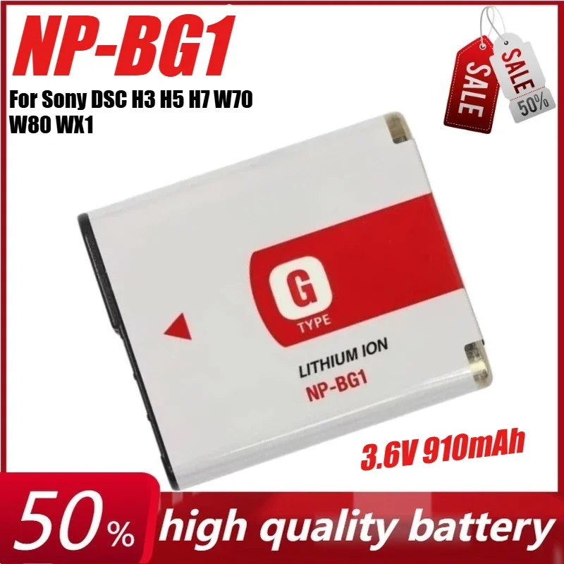 

3.6V 910mAh NP-BG1 NP-FG1 Rechargeable Li-ion Digital Camera Battery for Sony DSC H3 H5 H7 W70 W80 WX1 + Charger
