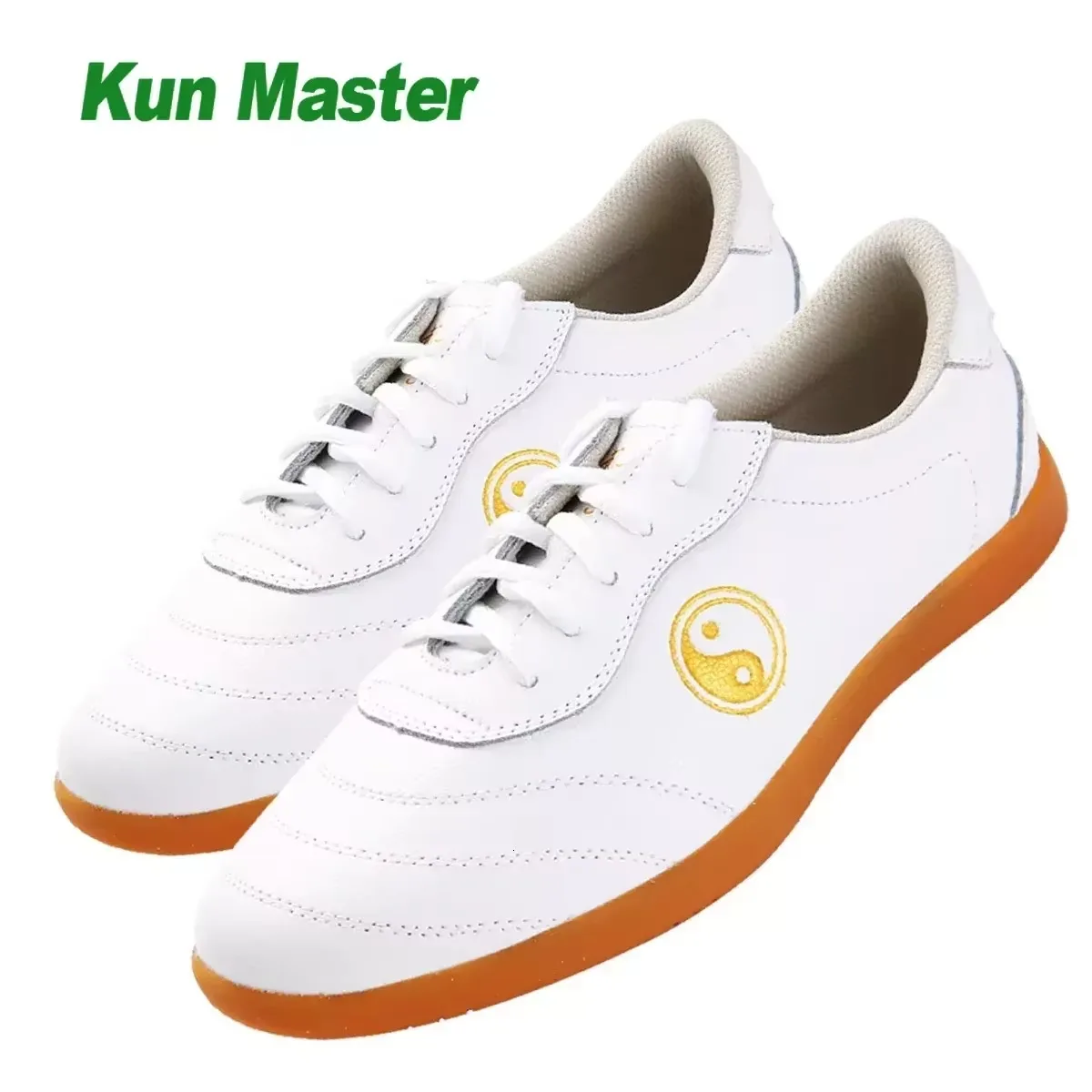Cowhide Leather  Tai Chi Shoes Martial Art Performance  Taiji Boxing Practice Shoes Free Flexible  white black