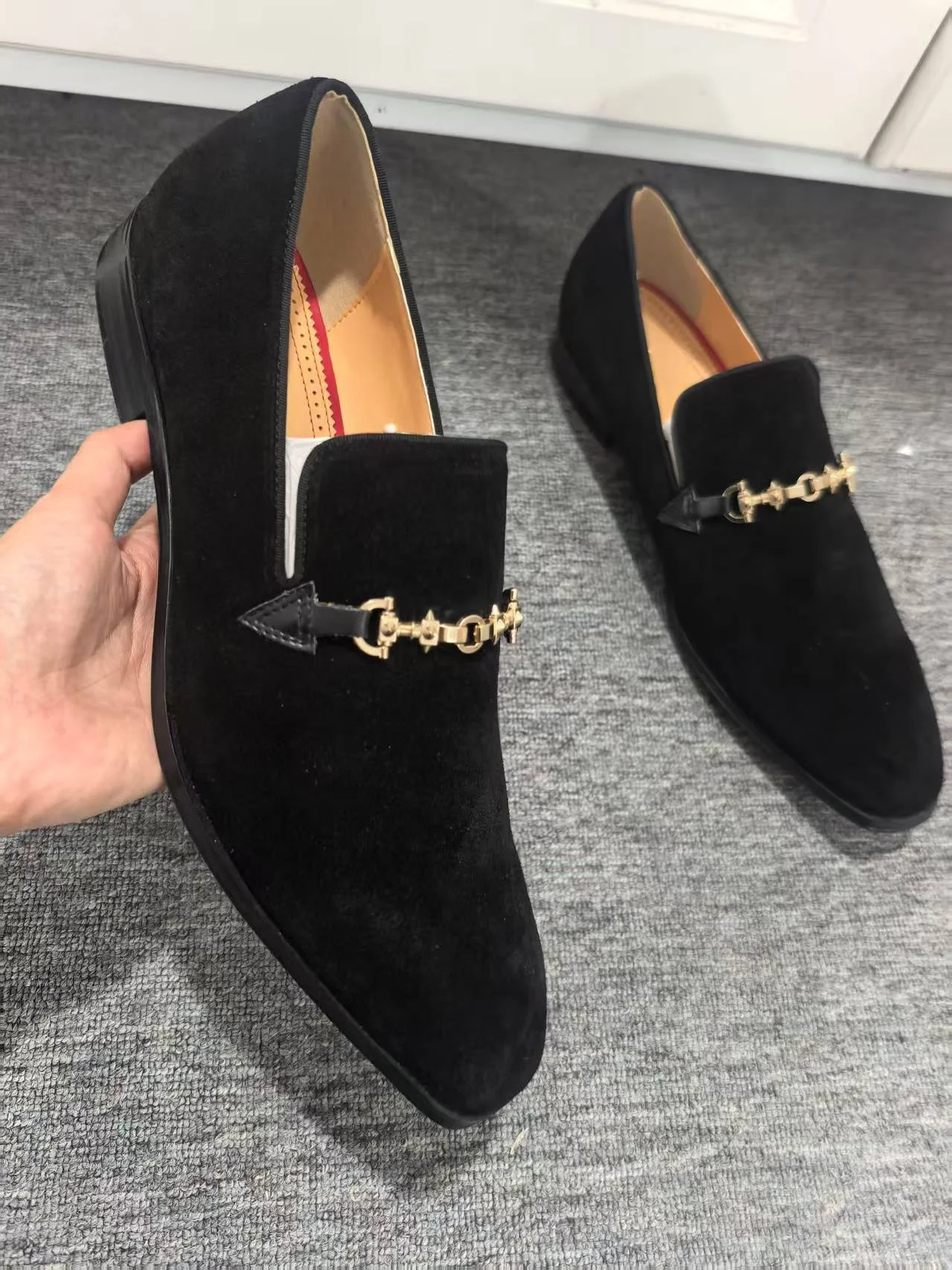 

SHOOEGLE New Stylish Suede Luxurious Handcrafted Men Loafers Slip - On Metal Decorative Dress Party Casual Shoes for Man