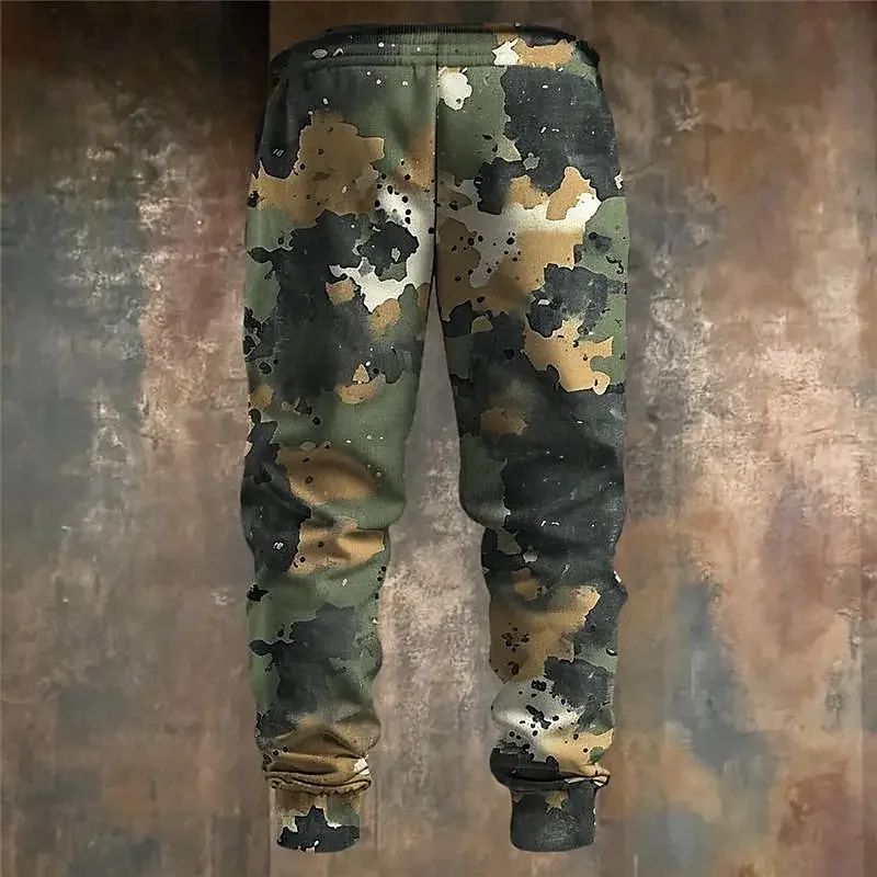 Herren-Camouflage-Jogginghose mit USA-Flaggenmuster, Kordelzug, elastischem Bund, lässige Outdoor-Sport-Sweatpants mit Taschen – Detail 4