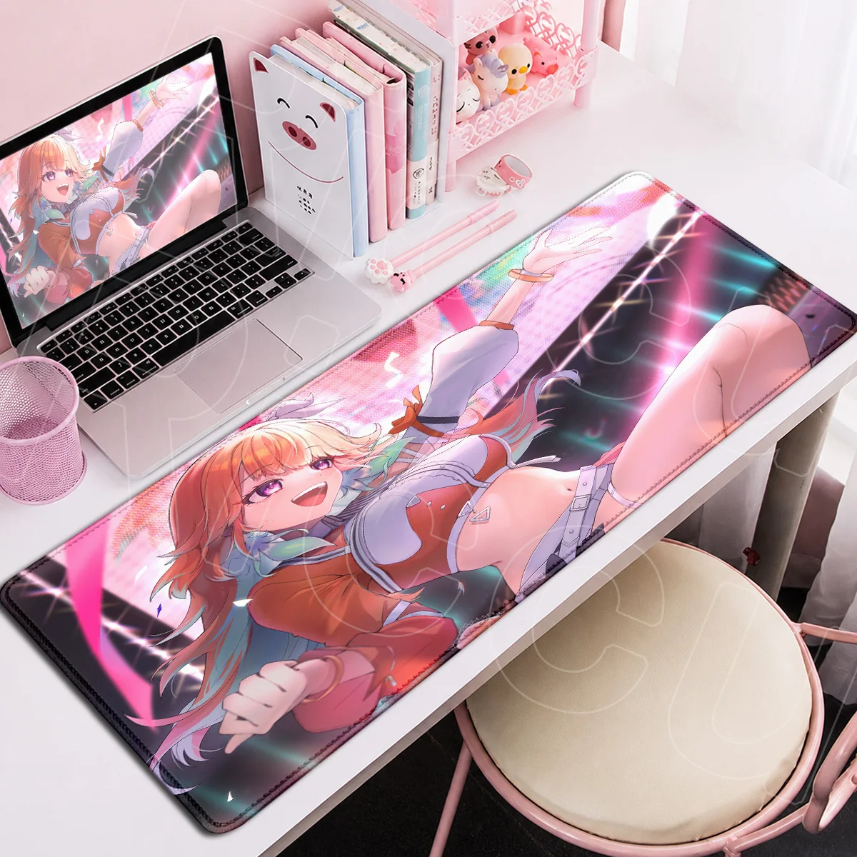 Hololive Cute Girl Takanashi Kiara Anime Mouse Pads XXL Laptop Gaming Keyboard Carpet Locking Edge Office Decoration Mat 90x40cm