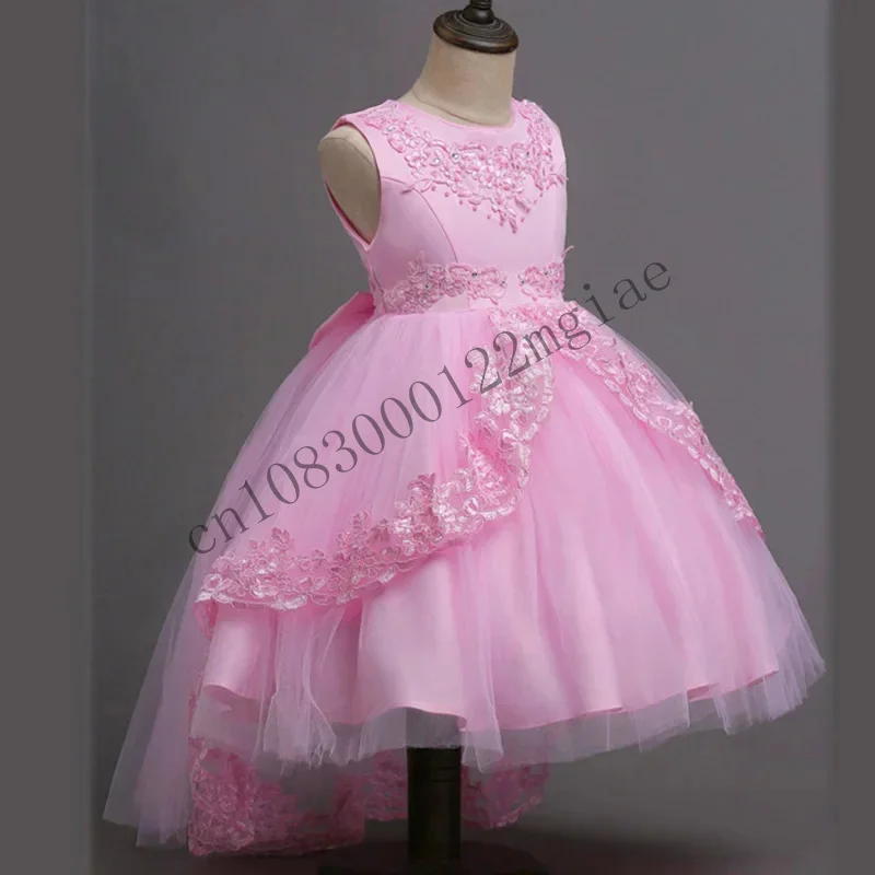 Flower Dresses Wedding Easter Junior Bridesmaid Princess Girl Dress Sleeveless Children Christmas Party Toddler Dres CMM221