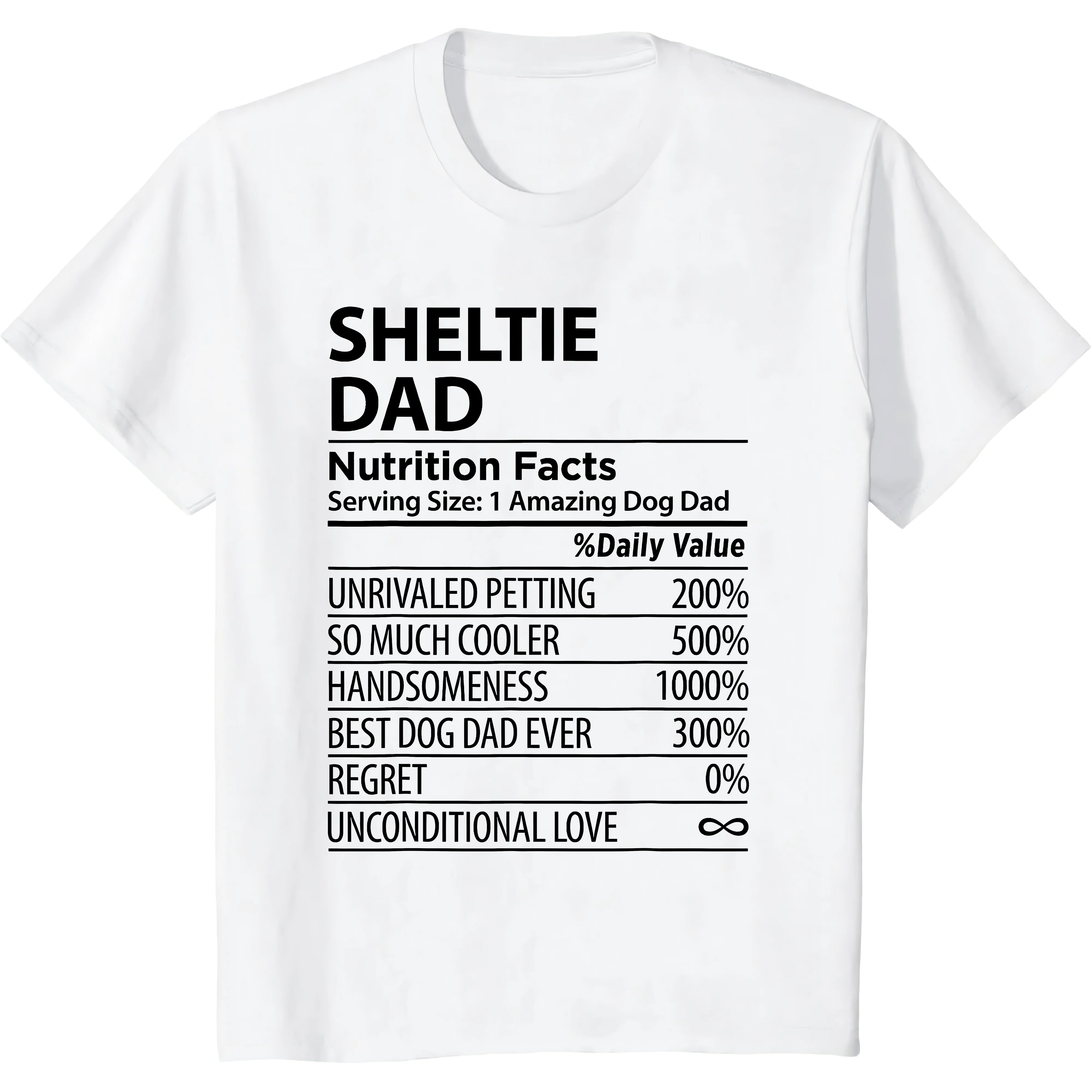 Sheltie Dad Nutrition Facts Funny Sheltie Dog Owner T-Shirt