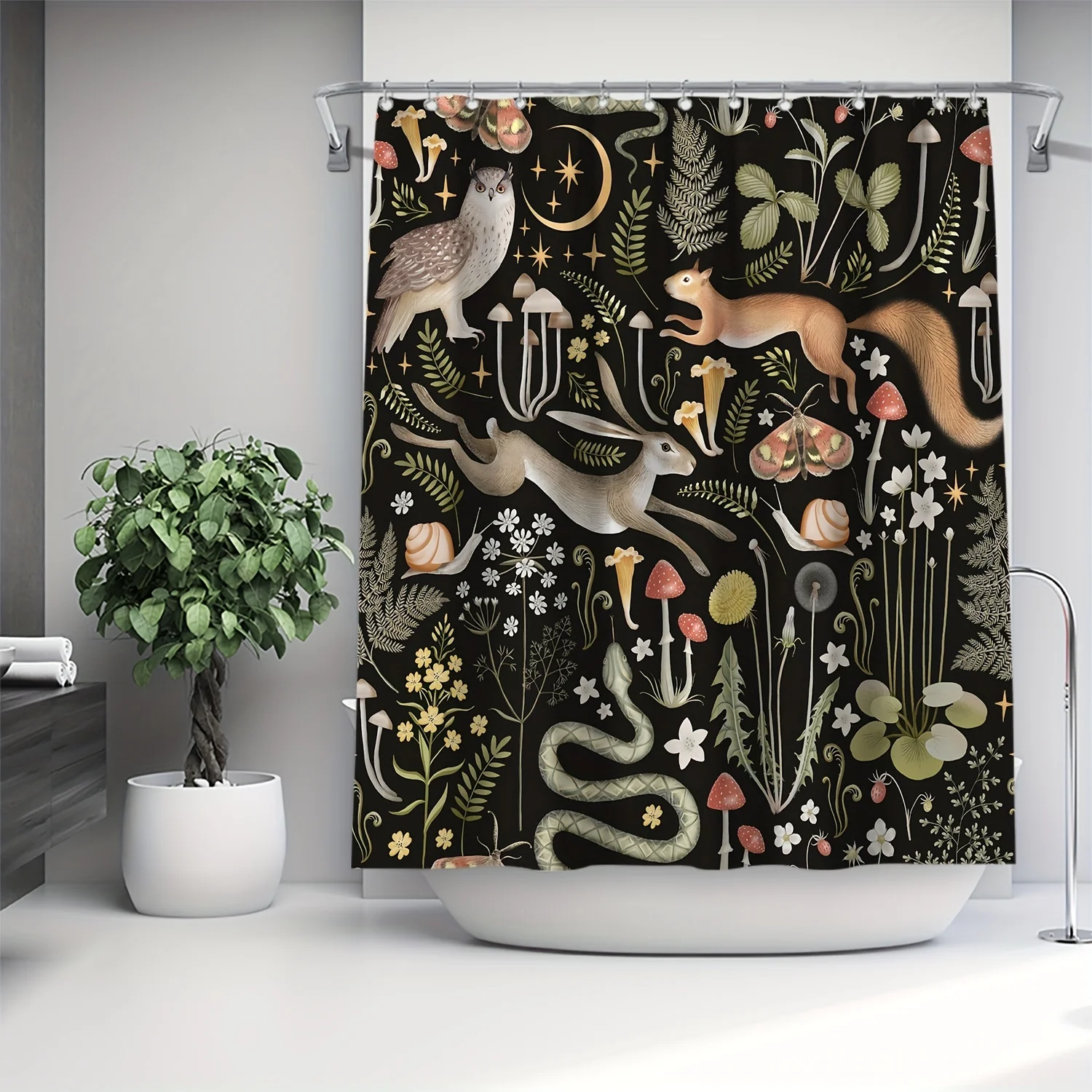 

Enchanted Forest Waterproof Shower CurtainDetailed Animal andPlant Design for Magical Bathroom Decor Ideal Gift for NatureLovers