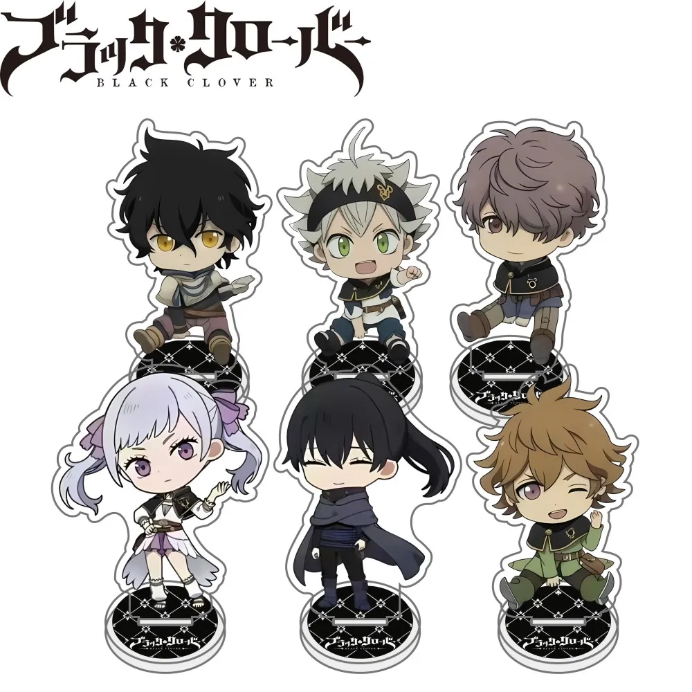 Black Clover New 10cm Acrylic Stand Keychain Figure Cute Q Version Desktop Decoration Asta Yuno Noelle Yami Model Toy