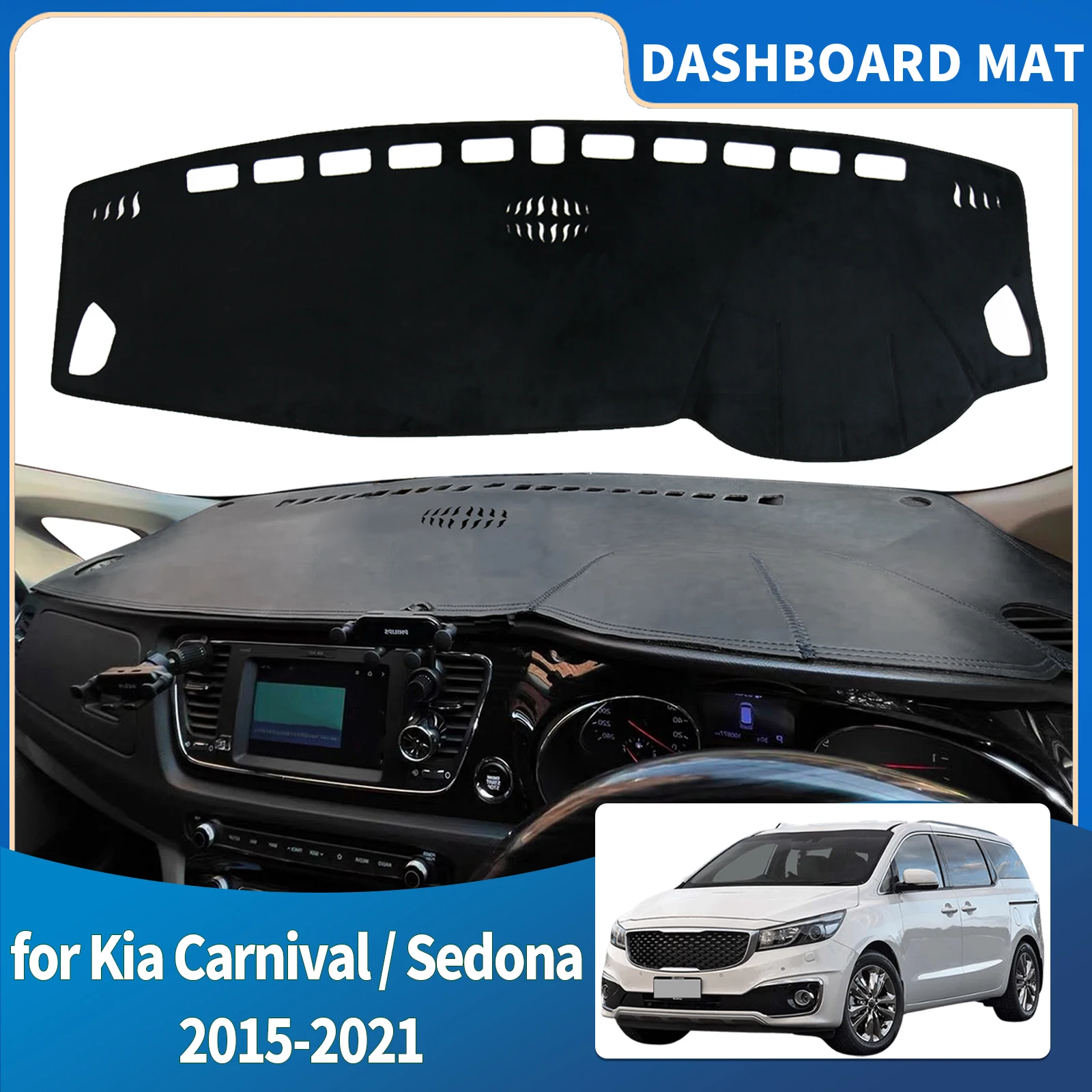 

for Kia Grand Carnival Sedona YP 2015-2020 2021 High Quality Dashboard Cover Mat Sunshade Anti‑UV Protector Dash Pad Accessories